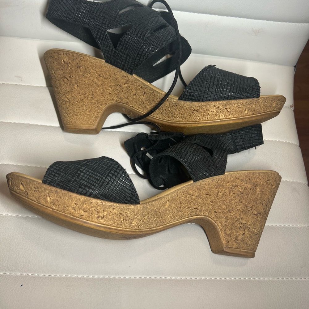 Spring step Black Wedge Sandals Made in Italy